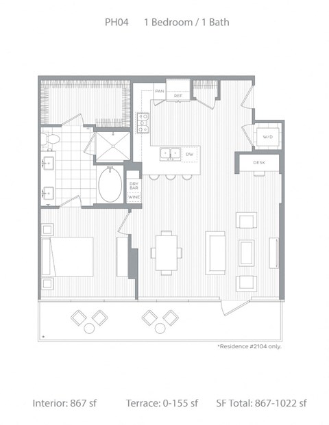 PH04 1 bedroom 1 bath at Stanza Little Italy, San Diego, California